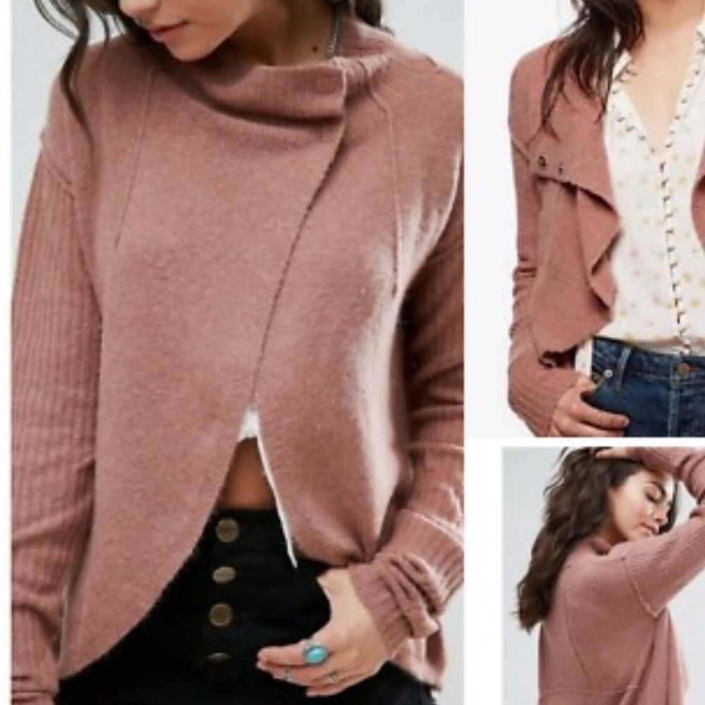 Free People Soft Mauve Knit Cardigan Wool and Alpaca Blend. Size M